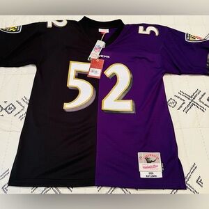 NWT Mitchell & Ness Throwback Ray Lewis Balt. Ravens Split Jersey Mens Large.